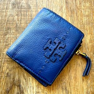 Tory Burch Blue Leather Compact Wallet